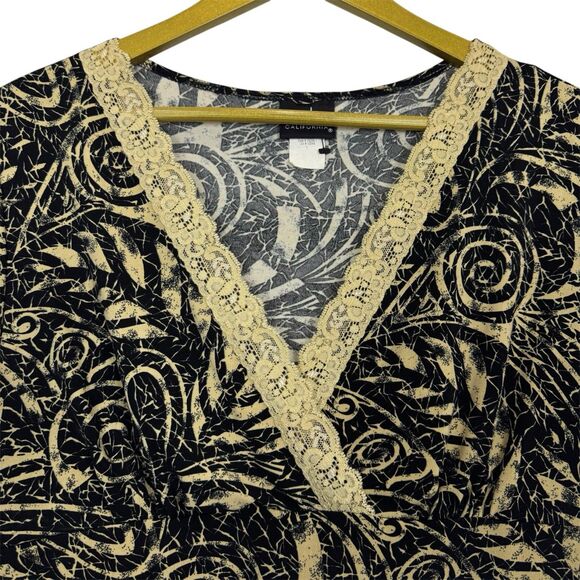 Vintage JKLA Fairy Grunge Babydoll Top Size L Brown Lace Trim Whimsigoth Y2K - Picture 3 of 6